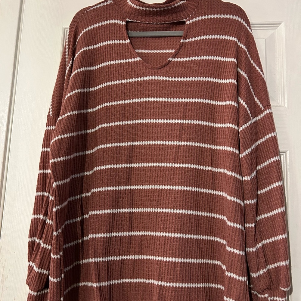 Striped Knit Sweater in Rust and White
